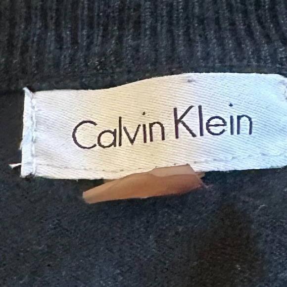 Calvin Klein Open Front Black Cardigan Sweater Cropped Length Bead Trim Medium - Picture 8 of 8